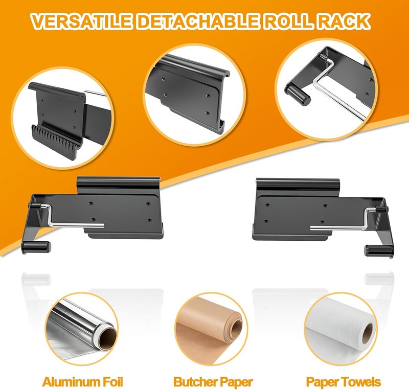 BBQ-PLUS Grill Accessories for Traeger P.A.L. Pop-and-Lock Accessory Rail, Adjustable Paper Towels Holder & Storage Bin & Hooks for Traeger Timberline, Timberline XL, Ironwood, Ironwood XL, Flatrock Grill - Image 3